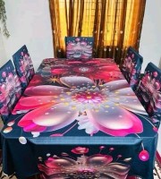 ৬ পিছ চেয়ার কভার এবং ডাইনিং টেবিল কভার 3D প্রিন্টেড- ৫১২